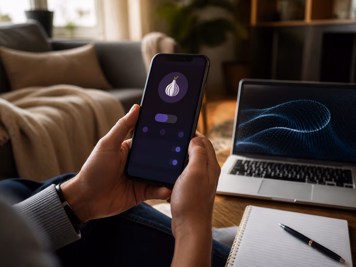 A user setting up Orbot on an Android device, emphasizing privacy and security.