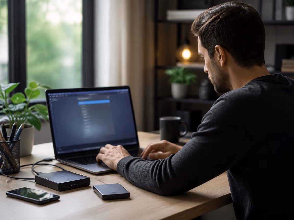 A person setting up a Virtual Machine to safely access the dark web, emphasizing privacy and security.